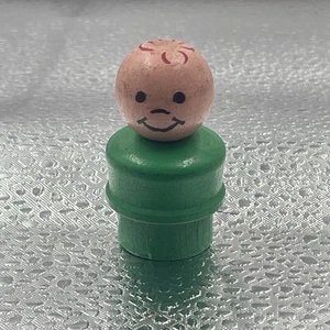 Vintage Fisher Price little people wood green boy - Picture 1 of 2