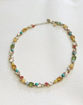 Collar Ann Taylor LOFT Tono Dorado Colorido Estrás Cabujones 16"-18" Largo Foto 1 de 4