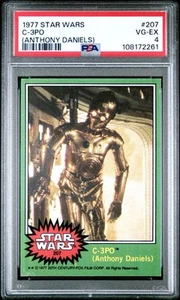 1977 Topps Star Wars #207 C-3PO Golden Rod NON Error PSA 4 VG-EX CORRECTED - Picture 1 of 5