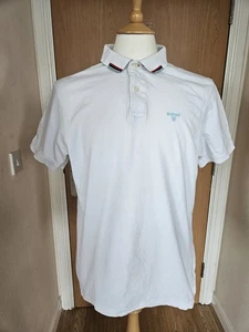 BARBOUR Poloshirt weiß bestickt Logo L Twin Tipped Kragen SS Top T-Shirt - Bild 1 von 22