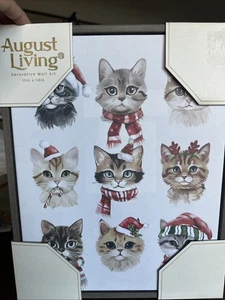 Weihnachten Katzen gerahmt Wandbild Poster Leinwanddruck Bild Landhaus Retro - Bild 1 von 12