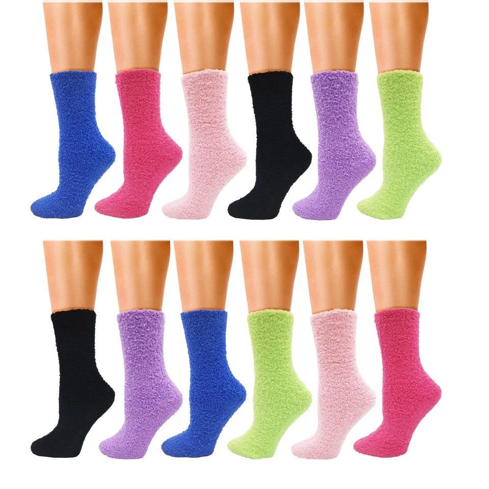Fuzzy Socks 12 Pairs Fluffy Cozy Soft Womens Girls Plush Warm Sleep House Socks - Image 1 of 1