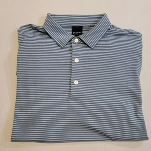 Dunning Golf Polo blau gestreift Kurzarm trockene Passform Stretch Herren Gr. Medium - Bild 1 von 9
