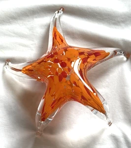Shiny Glass Starfish Bird Reddish Orange Figurine Paperweight Display - Picture 1 of 6