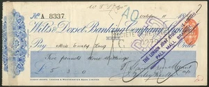 Wilts & Dorset Banking Company Ltd., Mere, gebrauchter Scheck, Sorten - Bild 1 von 8
