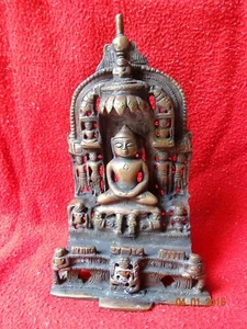 Old Indian Antique Copper Primitive Parasnath Jain Religious Miniature Engraved, - Picture 1 of 10