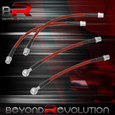 Cabos de linhas de freio para mangueiras de aço inoxidável vermelhas A4 Quattro S4 2002-2009 - Imagem 1 de 4