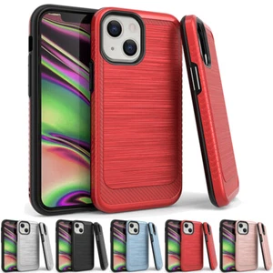 FOR IPHONE 13 MINI 5.4" CASE SLIM BRUSHED METAL TEXTURE HYBRID COVER+STYLUS - Photo 1 sur 8