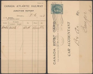 Canadá 1903 ~ Ottawa, Ont ~ QV CPC ~ Canadá Atlantic Railway Car Acct to Bangor - Imagen 1 de 3
