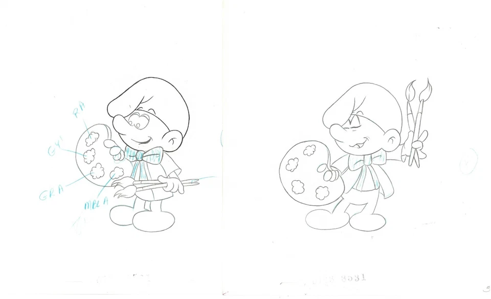 Pitufos - 2 dibujos originales de producción - pintor Foto 1 de 1