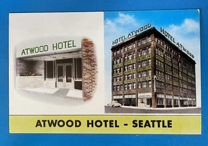 Seattle Washington WA ATWOOD HOTEL cartolina d'epoca Pine St. - Foto 1 di 2