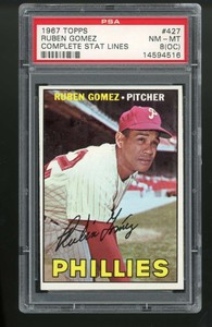 1967 Topps #427 Ruben Gomez PSA 8 (OC) Phillies ERR