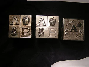 Lot of 3 Vintage Silver Plated Alphabet & Animal Piggy Block Money Coin Bank - Picture 1 of 6