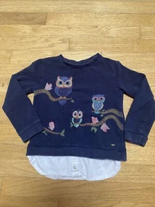 Mayoral girls owl sweatshirt 2 layer navy blue size 5 110cm - Picture 1 of 7