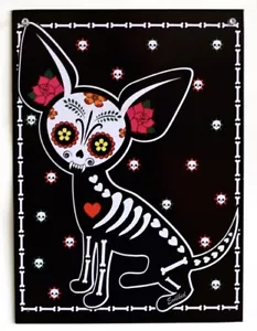 "EvilKid Día de los Muertos Calavera de Azúcar Chihuahua Muerto Metal 11"" x 15"" Letrero ¡Nuevo! - Imagen 1 de 4