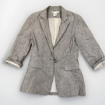 CHARLOTTE RUSSE WOMEN'S BLAZER 3/4 SLEEVE SINGLE BUTTON Gray SIZE MEDIUM - Image 1 of 4