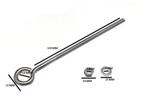 Perno para ojos + tuercas y lavadoras M8 8 mm X 200 mm BZP resistente a la intemperie (paquete 10) - Imagen 1 de 1
