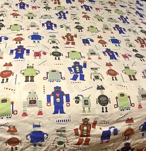 TWIN SIZE LATTJO ROBOTS Kids DUVET COVER Ikea 100% Sustainable Cotton EUC - Picture 1 of 12