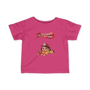 Baby Girl Firefighter Tee, Trained by Mommy, Infant Shirt for Firefighter Mom - Picture 1 of 12