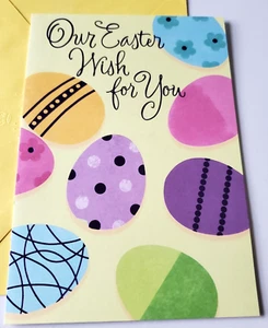 Tarjeta de felicitación sello de Pascua nuestro deseo de Pascua para ti coloridos huevos de Pascua - Imagen 1 de 3