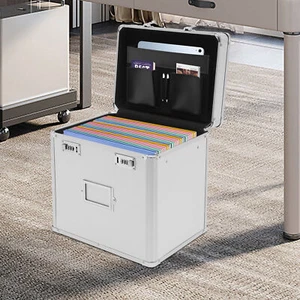 Archivador Portátil Cerradura Organizador de Almacenamiento Hogar Oficina Potable Caja de Metal EE. UU. - Imagen 1 de 13