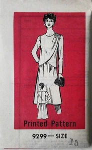 Vintage Marian Martin 9299 Misses Dress Sewing Pattern Sz 18 B40 FF - Picture 1 of 2