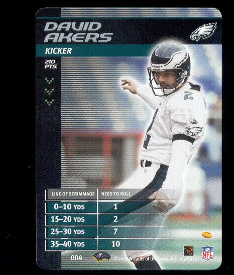 2002 NFL Showdown DAVID AKERS Philadelphia Eagles 1ST & Goal Rare Card - Image 1 of 1