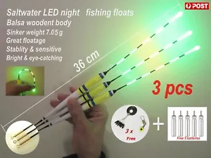 3 x of 36 cm LED Electronic Saltwater Night Fishing Floats + 5 Batteries Other - Picture 1 of 12