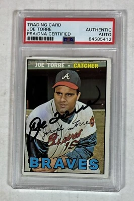 1967 Topps JOE TORRE HOF PSA MT SIGNED AUTO Baseball Card #350 BRAVES EX - Image 1 of 2
