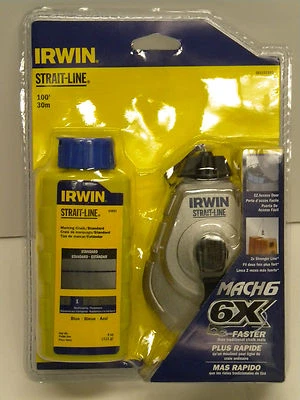 IRWIN Strait-line 100' MACH6,6X faster reel kit,2X strong,marking blue chalk NEW - Image 1 of 4