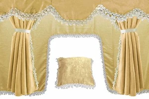 5 szt. Zestaw Zasłony do samochodów ciężarowych Zasłony Okno boczne Tunel Przednia szyba Poduszka BEŻ - Zdjęcie 1 z 7