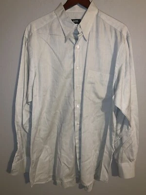HUGO BOSS Vtg Light Gray Button Down Men’s Dress L/S Shirt Sz 42 - Image 1 of 4