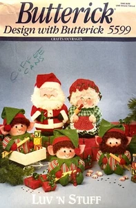 1990's Butterick Santa&Mrs.Claus&Elves Pattern 5599 Size 11",9" Tall UNCUT - Picture 1 of 2