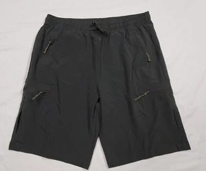 L- Amazon Essentials Olive Green Cargo Shorts Drawstring 5 Zip Pockets NWOT - Picture 1 of 6