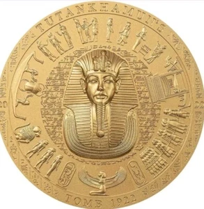 2022 $20 Cook Island Archeology Symbol TUTANKHAMUNS Gold Gilded 3 Oz Silver Coin - Picture 1 of 3