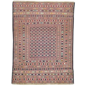 Alfombra de lana hecha a mano Flatweave Soumak Tribal Malaeki (talla 3.1 X 4.4) Cwral-8388 - Imagen 1 de 9