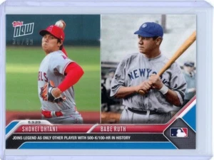 2023 Topps Now Shohei Ohtani Babe Ruth /49 #233 500 Ks 100 HR HISTORY Blue Vari - Picture 1 of 3