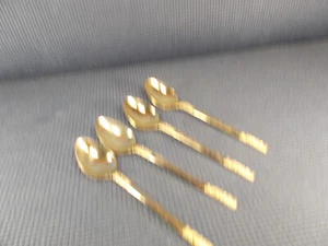 Oxford Hall Flatware Weave Gold Plated Pattern Set of 4 Teaspoons 6 3/8" - Picture 1 of 2