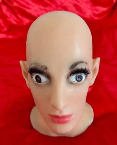 Silikon Frauen Maske, Latex Female Sissy Mask, mit Fake Eyes und Wimpern - Bild 1 von 4
