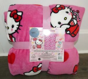 HELLO KITTY Valentines Blanket Soft Plush Fleece Twin TIK TOK Pink NWT