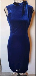 Calvin Klein Samt Blau Wunderschönes Kleid Gr. 4 - Bild 1 von 7