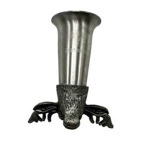 Jägermeister Signed Logo Stag Head/Moose Cup Shot Glass Silver Tone Collectible - Picture 1 of 9