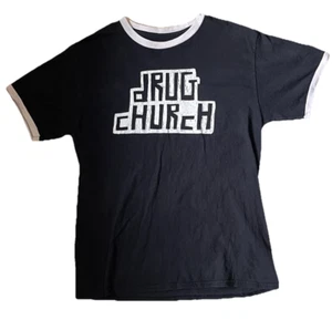 Champion - Drug Church -sz Medium black Hardcore Band Tee- furloughed for summer - Imagen 1 de 9