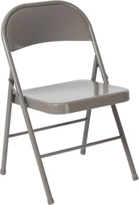 Flash Furniture Hercules Series Double Braced Metal Folding Chair in Gray - Image 1 of 4