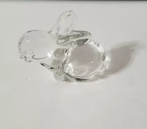 Handblown Art Glass Rabbit Bunny Paperweight Figurine Clear Spring Easter - Picture 1 of 10