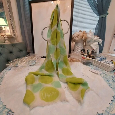 Bufanda Poka Dot Vintage Vera Larga Seda Gasa Verde Foto 1 de 4