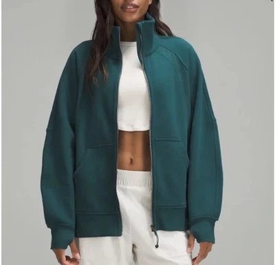Lululemon Mujer Buceo Gran Tamaño Cuello Embudo Cremallera Completa-Talla M/L Storm Teal (Verde) Foto 1 de 4