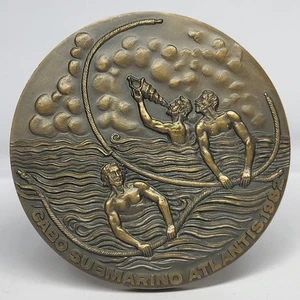 ART Nude Men Sea ATLANTIS Submarine Telecommunic Cable 1982 MARCONI Bronze Medal - Picture 1 of 5