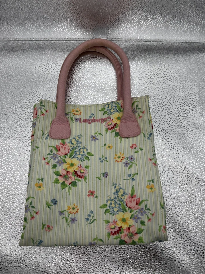 Bolso de Mano Longaberger Homestead Floral Exterior e Interior Rosa Claro Foto 1 de 4