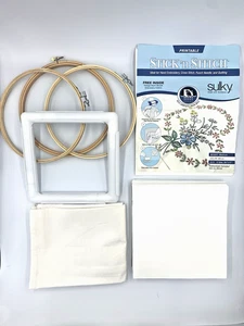 Mixed Lot of Embroidery Supplies Hoops Frame Tea Towel Tear Away Machine Fabric - Picture 1 of 8